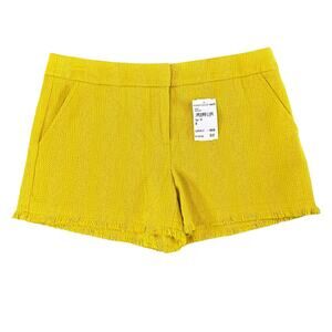 Trina Turk Women's Tweed Crazy Daizy Yellow Fringe Shorts Size 8